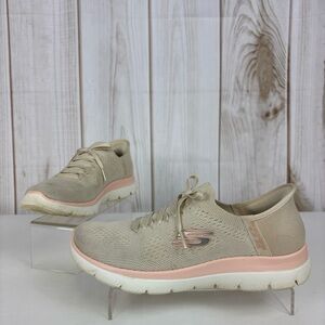Skechers Hands Free Slip Ins Sneakers Casual Comfort Tennis Shoes Beige Size 8.5